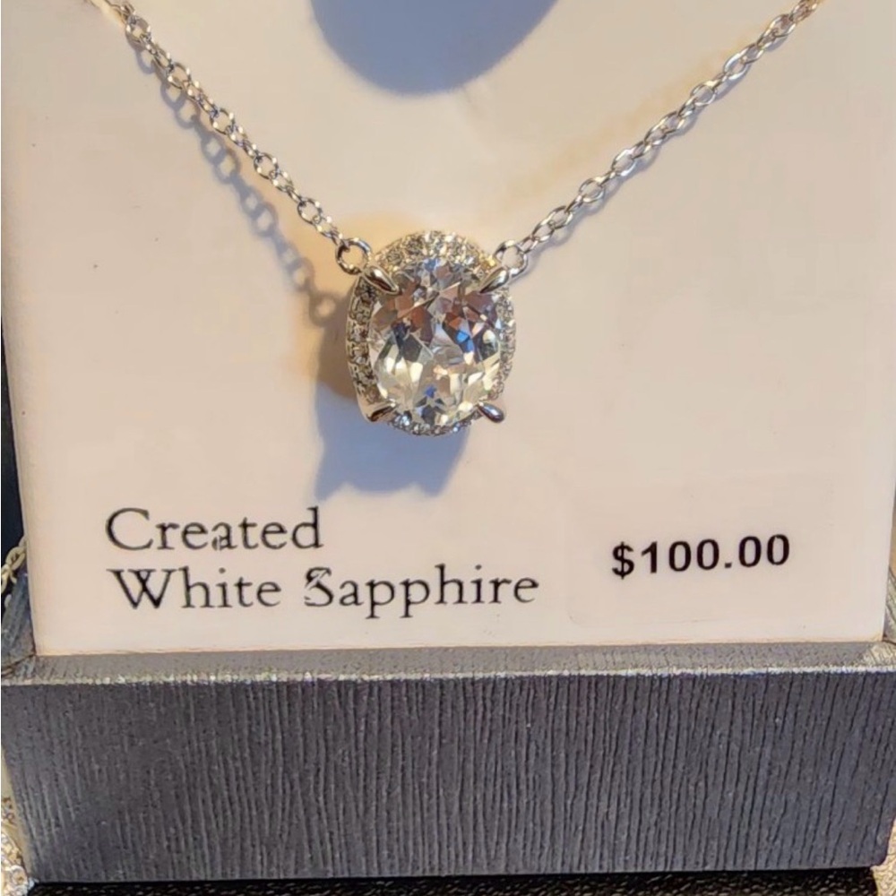 Elegant Sterling Silver Necklace with White Sapphire